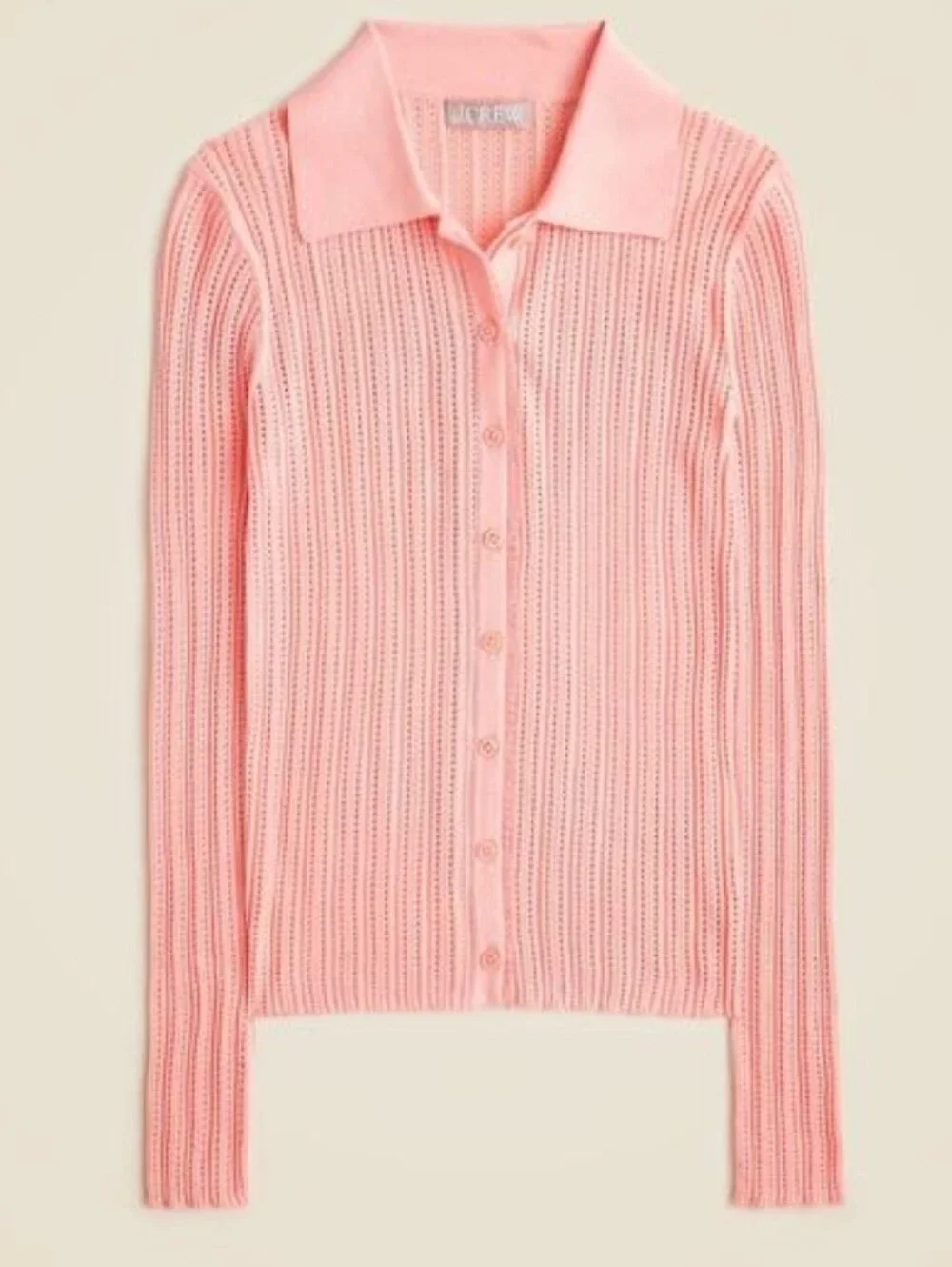 J. Crew Ribbed Tulle Trim Sweater Tee In Premium Ultra Fine Cotton In Peach Clay